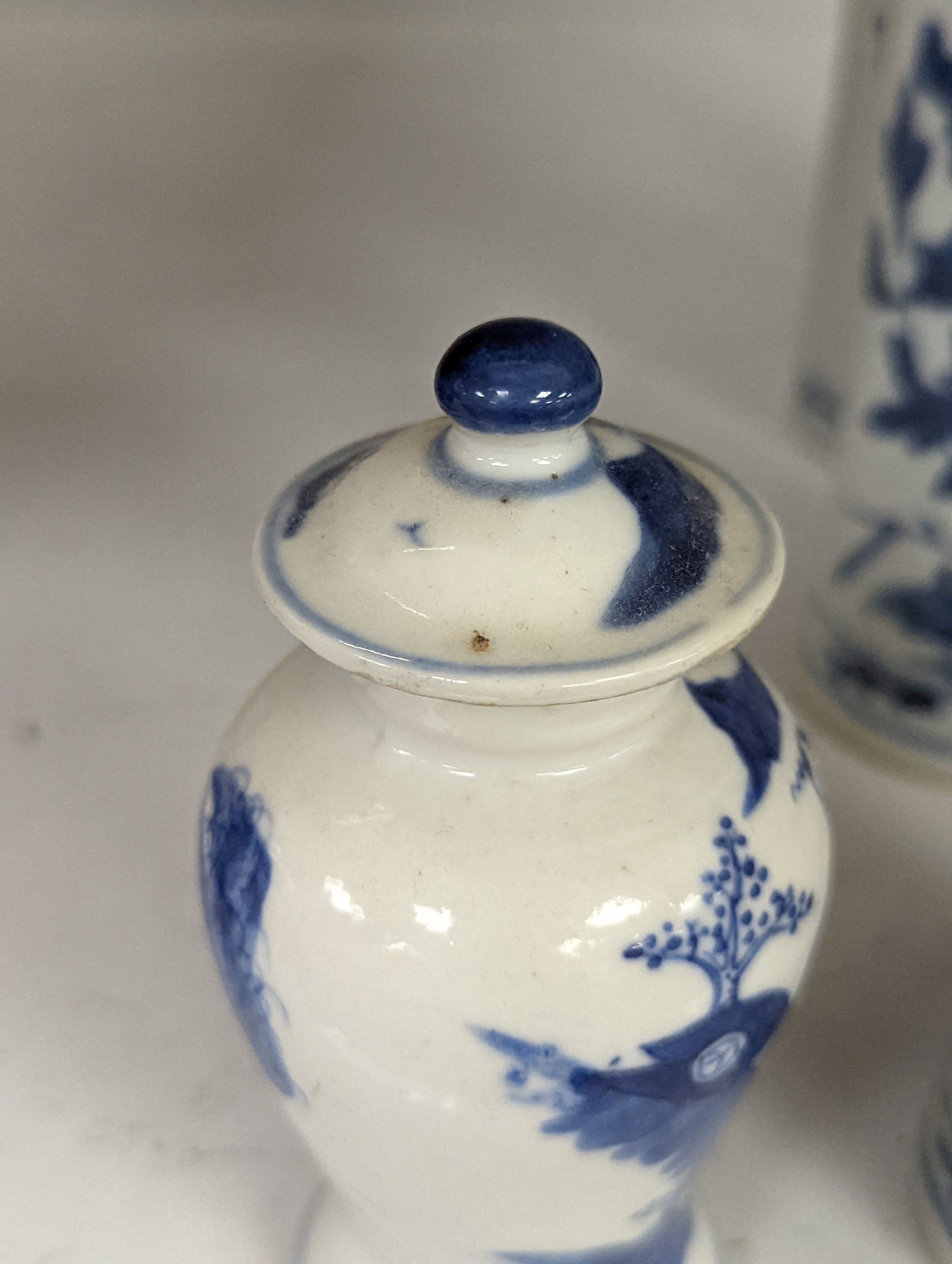 Assorted small Chinese blue and white vases etc., tallest 22cm